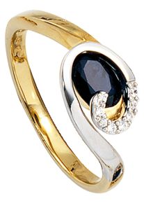 Jobo Damen Diamantring, 58, P1 = bei 10-facher Vergrößerung erkennbare Einschlüsse, Gelbgold 585-Weißgold 585-Diamanten, gelb, Gelbgold 585, Weißgold