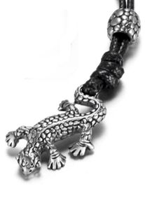 Firetti Herren Kette mit Anhänger "Schmuck Geschenk Reptile", Edelstahl-Textil, L: 96cm, schwarz, Edelstahl, Textil, Halsketten