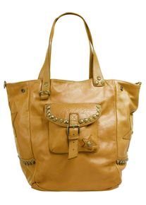 Samantha Look Damen Shopper, gelb, Leder, Strukturmuster, leicht glänzend, Taschen, echt Leder, Made in Italy