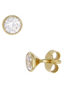 Jobo Damen Paar Ohrstecker, Gelbgold 333, gold, Gelbgold 333, Ohrringe, rund 333 Gold mit Zirkonia