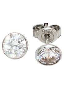 Jobo Damen Paar Ohrstecker, Silber 925 (Sterlingsilber), silber, Silber 925 (Sterlingsilber), Ohrringe, rund 925 Silber mit Zirkonia
