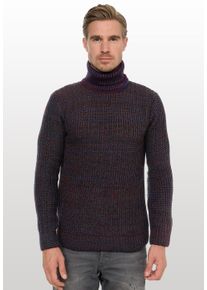 Rusty Neal Herren Rollkragenpullover, rot, casual, Gr. L, meliert, 70% Polyacryl, 30% Baumwolle, Pullover, im angesagten Strickdesign