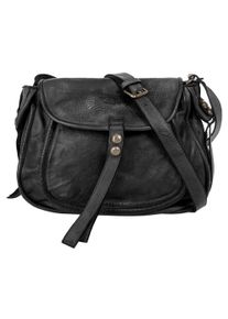 Samantha Look Damen Umhängetasche, schwarz, Leder, gepflegt, Taschen, echt Leder, Made in Italy