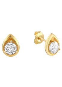 Firetti Damen Paar Ohrstecker "Schmuck Geschenk Silber 925 Ohrschmuck Tropfen Solitär", Silber 925 (Sterlingsilber), gold, Silber 925