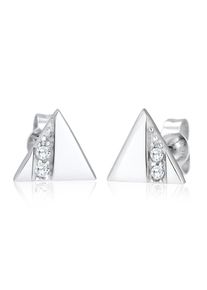 Elli Damen Paar Ohrstecker "Dreieck Zirkonia Geo Trend 925 Silber", OneSize,mit Steinen, Silber 925 (Sterlingsilber), weiß, Silber 925