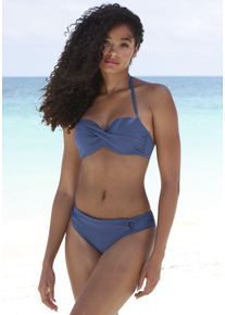 s.Oliver Damen Bügel-Bandeau-Bikini-Top "Rome", blau, Gr. 36, unifarben, Polyamid, Bikini-Oberteile, in Wickeloptik