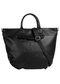 Samantha Look Damen Henkeltasche, schwarz, Leder, unifarben, leicht glänzend, Taschen, echt Leder, Made in Italy