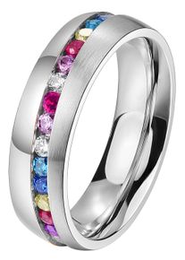 DOOSTI Trauring "Schmuck Geschenk Edelstahl Trauring Ehering Partnerring LIEBE", 56,mit Zirkonia, Edelstahl, 6mm, silber, Edelstahl, Fingerringe,