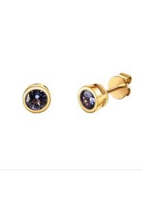 Vivance Damen Paar Ohrstecker "585/- Gelbgold glanz Tansanit", ONE-SIZE, Gold, gelb, Gold, Ohrringe