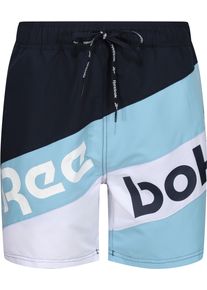 Reebok Herren Badeshorts "Ryan", blau, sportlich, Gr. S, Microfaser, Obermaterial: 100% Polyester, Badehosen, asymmetrisch gestreift, geteilter