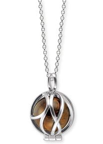 Engelsrufer Damen Kette mit Anhänger "Powerful Stone Tigerauge, ERN-HEALPARA-TE-XS", XS, Silber 925 (Sterlingsilber), L: 50cm, braun, Silber 925