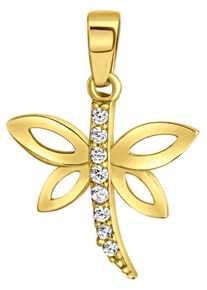 Firetti Damen Ketten-Anhänger "Schmuck Geschenk Gold 375 Halsschmuck Anhänger Halskette Libelle", Gelbgold 375, 0,45 g, gold, Gelbgold 375,