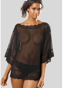 Damen Netzshirt, Petite Fleur Gold, Gr. 48, schwarz, Netz, Obermaterial: 90% Polyamid, 10% Elasthan, sexy, Shirts, leicht transparent aus feinem