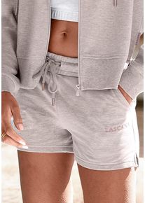 Lascana Damen Sweatshorts, Gr. 32, braun, Sweatware, Obermaterial: 50% Baumwolle, 50% Polyester, bedruckt, casual, Hosen, mit Logostickerei,