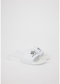Herren Badeschuh "Alpha Industries Accessoires - Beachwear Alpha Slider", Alpha Industries, Gr. 43, weiß, Schuhe