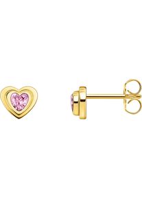 Thomas Sabo Damen Paar Ohrstecker "Herz mit pinkfarbenem Zirkonia, H2271-414-9, H2271-643-9", Silber 925 (Sterlingsilber), bunt, Silber 925