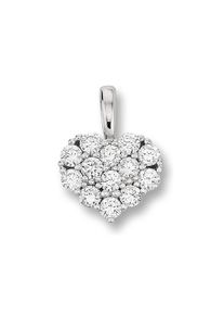 ONE ELEMENT Damen Ketten-Anhänger "0.18 ct Diamant Brillant Herz Anhänger aus 585 Weißgold", Damen, 0.18 ct, Weißgold 585-Diamanten, silber, Weißgold