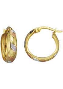 Firetti Damen Paar Creolen "Schmuck Geschenk Gold 375 Ohrschmuck Ohrringe Tricolor", Gelbgold 375, rosa, Gelbgold 375, Ohrringe