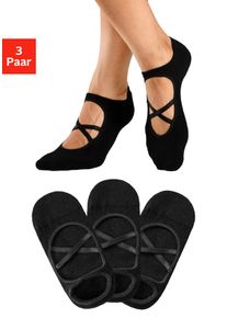active by Lascana LASCANA ACTIVE Damen Füßlinge, Gr. 35, schwarz, Baumwollmischung, unifarben, Socken, mit elegant überkreuzten Laschen
