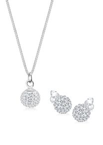 Elli Damen Schmuckset "Kugel Kristalle Sterling Silber", OneSize,mit Stein, weiß, Silber 925 (Sterlingsilber), Schmuck-Sets