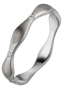Jobo Damen Diamantring "Welle", 54, SI = kleine Einschlüsse, Weißgold 585-Diamanten, weiß, Weißgold 585, Diamanten, Fingerringe, 585 Weißgold mit 6