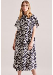 Seidensticker Damen Sommerkleid "Schwarze Rose", blau, Gr. 36, bedruckt, 100% Viskose, Kleider, Kurzarm Kragen Druck