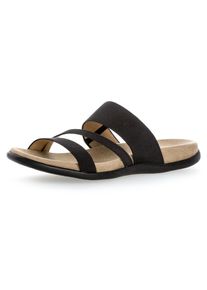 Gabor Damen Pantolette, Gr. 42, schwarz, Textil, klassisch, Schuhe, Keilabsatz, Sommerschuh, Schlappen mit atmungsaktivem Lederfutter