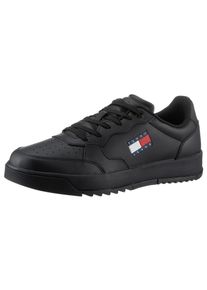 Tommy Jeans Herren Sneaker "TJM RETRO ESS", Gr. 46, schwarz, Leder, Lederimitat, unifarben, sportlich, Schuhe, mit TOMMY Markenlogo, Freizeitschuh,