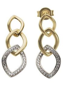 Firetti Damen Paar Ohrstecker "Schmuck Geschenk Gold 585 Ohrschmuck Rautenoptik", 0,18 ct P2 = erkennbare Einschlüsse, Gelbgold 585-Weißgold
