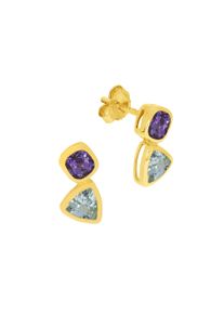 Diamonds by Ellen K. Damen Paar Ohrstecker "Gold 375 Blautopas (beh.) + Amethyst", ONE-SIZE, Gold, gelb, FASCINATION BY ELLEN K., Gold, Ohrringe