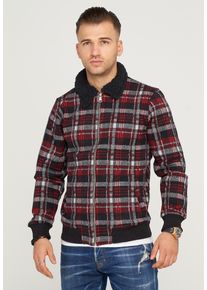 2Y Premium Herren Outdoorjacke "LIJAN", rot, casual, Gr. XL, kariert, 50% Baumwolle, 45% Polyester, 5% Elasthan, Jacken, mit Teddyfell-Kragen