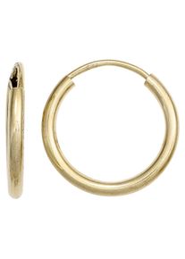 Jobo Damen Paar Creolen, Gelbgold 585, gelb, Gelbgold 585, Ohrringe, rund 585 Gold