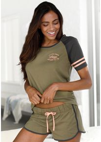 Arizona Damen Shorty, Gr. 32, bunt, Single Jersey, Obermaterial: 100% Baumwolle, Basic, Homewear-Sets, mit Raglanärmeln