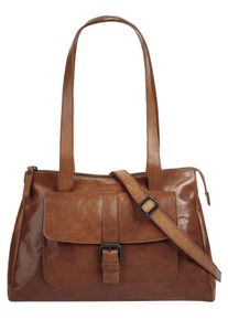 SPIKES & SPARROW Damen Henkeltasche, SPIKES & SPARROW, braun, Leder, unifarben, leicht glänzend, Taschen, echt Leder