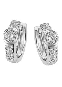 Firetti Damen Paar Creolen "Schmuck Geschenk Silber 925 Ohrschmuck Solitär-Optik glitzernd", Silber 925 (Sterlingsilber), silber, Silber 925