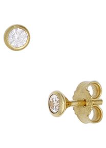 Jobo Damen Paar Ohrstecker, Gelbgold 333, gold, Gelbgold 333, Ohrringe, rund 333 Gold mit Zirkonia