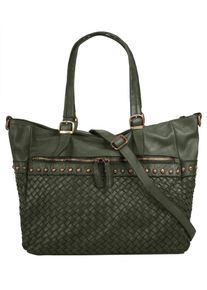 Samantha Look Damen Shopper, grün, Leder, Taschen, echt Leder, Made in Italy