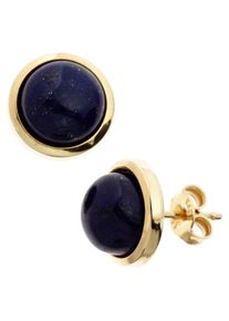 Jobo Damen Paar Ohrstecker, Gelbgold 585, gelb, Gelbgold 585, Ohrringe, rund 585 Gold mit Lapislazuli