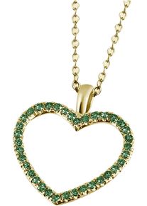 Firetti Damen Kette mit Anhänger "Schmuck Geschenk Gold 375 Gold 585 Halsschmuck Halskette Herz", 0,14 ct, Gelbgold 375, L: 45cm B: 1mm, grün,