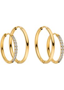 PURELEI Damen Creolen-Set "Schmuck Geschenk Lovely Glitter Ohrring-Set, 23081", Edelstahl, gold, Edelstahl, Ohrringe, mit Zirkonia (synth.)