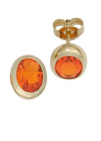 Jobo Damen Paar Ohrstecker "Ovale Ohrringe mit Feueropal", Gelbgold 585, gelb, Gelbgold 585, Ohrringe, 585 Gold
