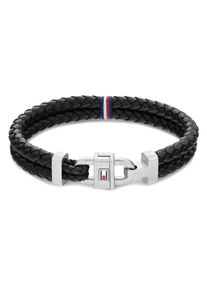 Tommy Hilfiger Herren Armband "Schmuck Edelstahl Armschmuck Lederarmband", Leder-Edelstahl, grau, Leder, Edelstahl, Armbänder