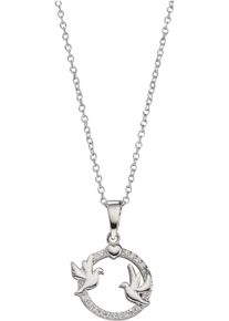 Firetti Damen Kette mit Anhänger "Schmuck Geschenk Silber 925 Halsschmuck Halskette Kreis, Tauben, Herz", Silber 925 (Sterlingsilber), L: 45cm B: