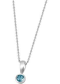Firetti Damen Kette mit Anhänger "Schmuck Geschenk Gold 375 Gold 585 Halsschmuck Halskette Solitär", Weißgold 585, L: 45cm B: 1mm, blau, Weißgold