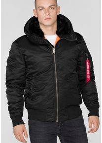 Herren Bomberjacke "MA-1 HOODED", schwarz, modisch, Gr. XXL, Alpha Industries, unifarben, Web, Obermaterial: 100% Nylon. Futter: 100% Nylon.