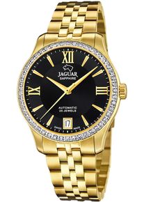 Jaguar Damen Automatikuhr, gold, Armbanduhren, Armbanduhr, Damenuhr, Swiss Made, Edelstahlarmband, Saphirglas