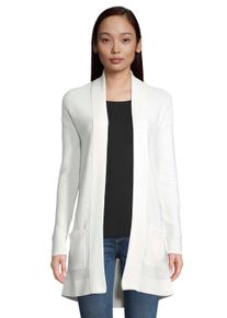 Tom Tailor Damen Longstrickjacke, weiß, casual, Gr. XS, unifarben, Strick, Rippstrick, Ottomane, Obermaterial: 100% Baumwolle, Strickjacken, aus