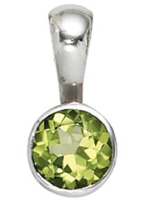 Jobo Damen Runder Anhänger, Silber 925 (Sterlingsilber), silber, Silber 925 (Sterlingsilber), Schmuckanhänger, rund 925 Silber mit Peridot