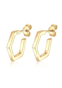 Elli Damen Paar Creolen "Creole Hexagon Geo Minimal 925 Silber", OneSize, ohne Stein, Silber 925 (Sterlingsilber), gold, Silber 925 (Sterlingsilber),