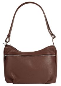 Samantha Look Damen Shopper, braun, Leder, unifarben, leicht glänzend, Taschen, echt Leder, Made in Italy